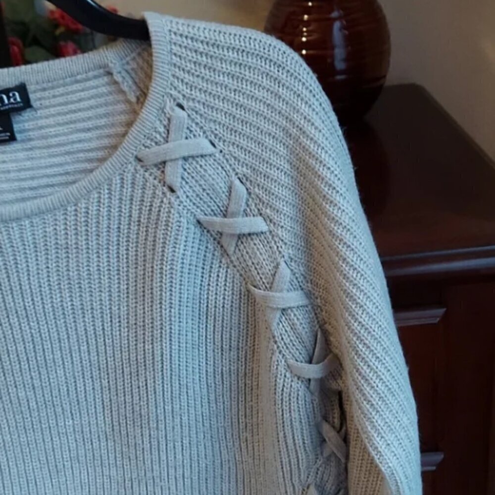 A.N.A sweater. Size L Top light gray fancy casual formal cardigan - Picture 2 of 7